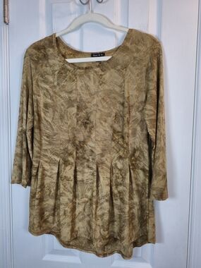 Sami & Jo Earth Tone Abstract Pleated Tunic Top Small